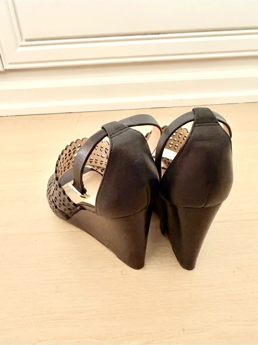 Tory Burch Black Laser-Cut Leather Sandals